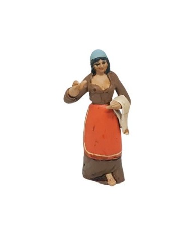 Statuina Donna con panno al braccio 7 cm di terracotta per presepe