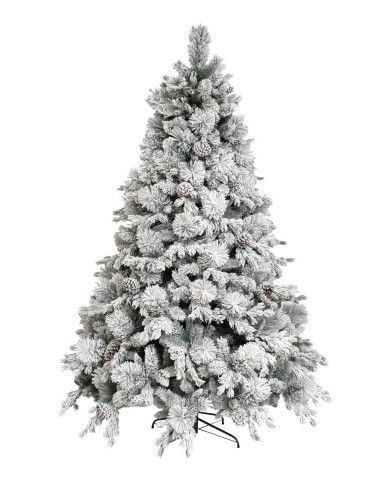 Albero di Natale Big Sky con pigne bianco innevato H180 cm ape