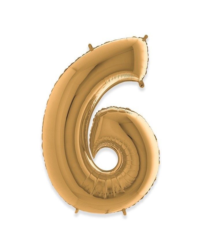 Palloncino mylar Oro 40 pollici 102 cm Numero 6 Palloncino mylar Oro 40 pollici 102 cm Numero 6