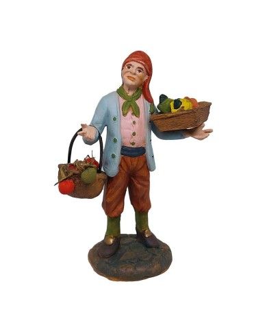 Statuina uomo con peperoni 12 cm di terracotta per presepe