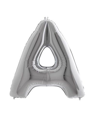 Palloncino mylar Argento 40 pollici 102 cm Lettera A