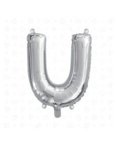 Palloncino mylar Argento 35 cm Lettera U