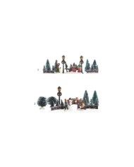 Figurine poliresina per villaggio, giostrina, paesaggio invernale indoor 2ass