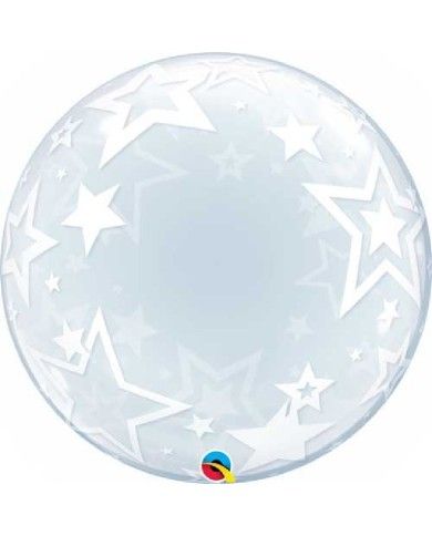 
        Palloncino bubbles stelline bianche 60 cm
      