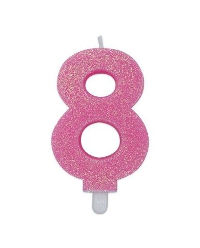 
        Candelina in cera per compleanno Sweety Numero 7 Rosa Glitter 8 cm
      