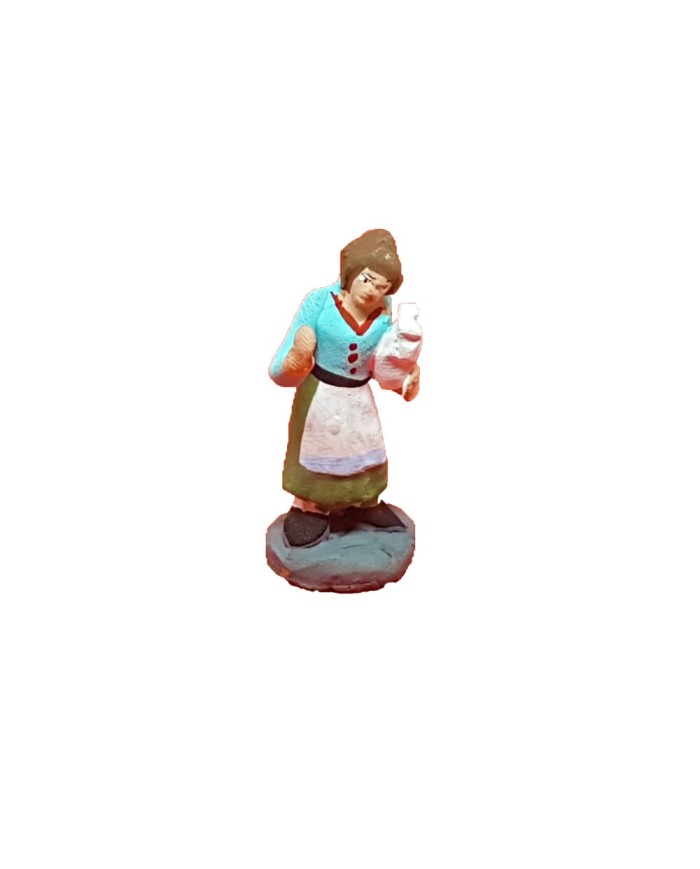 Statuina Donna con galina 4 cm di terracotta per presepe Statuina Donna con galina 4 cm di terracotta per presepe