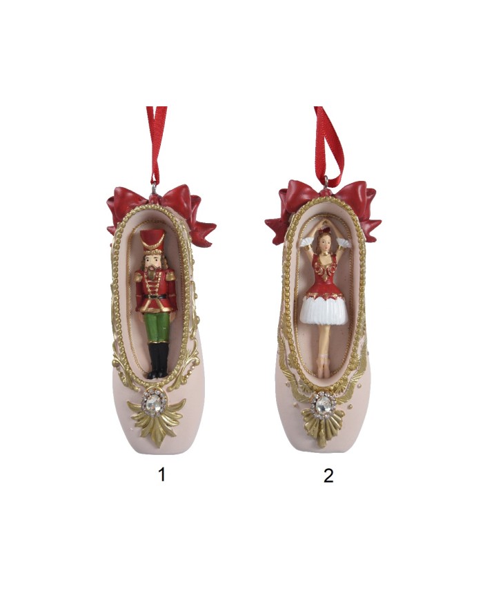 Addobbo Pendente Scarpetta schiaccianoci ballerina 2 modelli per albero