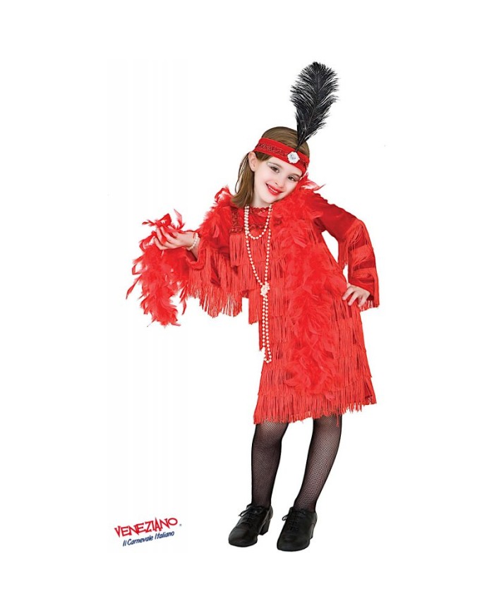 Costume vestito di carnevale Lady Charleston da 7 a 10 anni