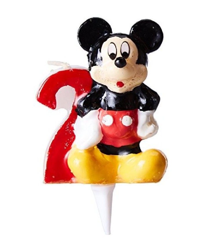 Candelina di cera per compleanno numero 2 Topolino Mikey Mouse