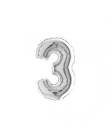 Palloncino mylar Argento 35 cm Numero 3
