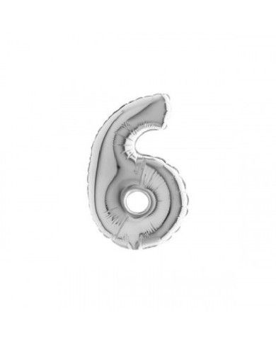 Palloncino mylar Argento 35 cm Numero 6