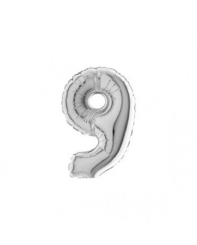 Palloncino mylar Argento 35 cm Numero 9