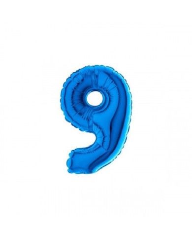Palloncino mylar Blu 35 cm Numero 9