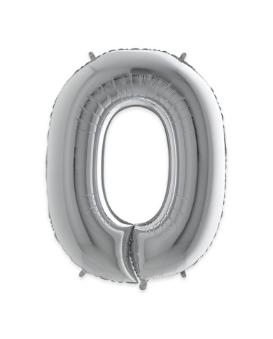 Palloncino mylar Argento 40 pollici 102 cm Numero 0