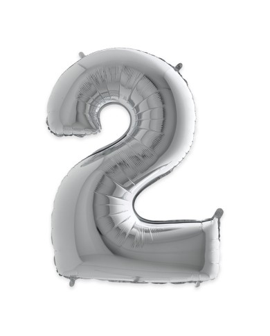 Palloncino mylar Argento 40 pollici 102 cm Numero 2