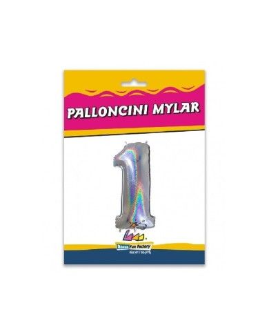 Palloncino mylar Argento Glitter 40 pollici 102 cm Numero 1