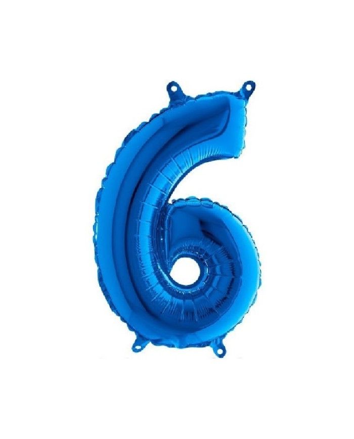 Palloncino mylar Blu 35 cm Numero 6