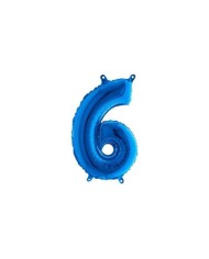 Palloncino mylar Blu 35 cm Numero 6