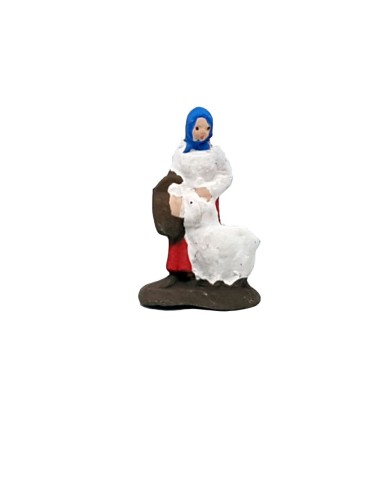 Statuina Donna con capra 3,5 cm di terracotta per presepe