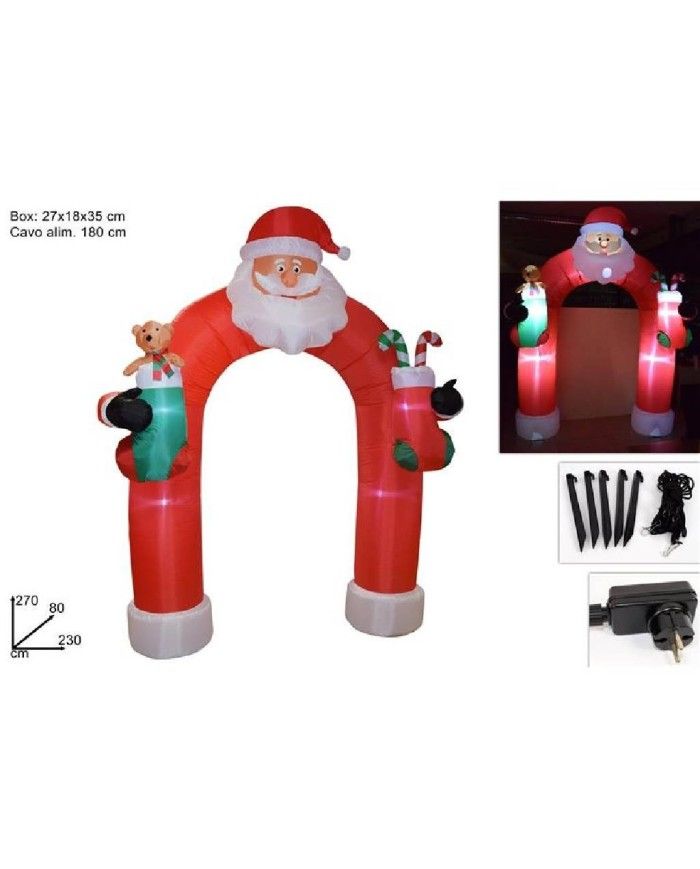 Babbo Natale 70 Cm.Arco Babbo Natale Gonfiabile Con Luce 270 Cm