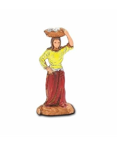 Statuina Donna con cesto 3,5 cm Landi Moranduzzo per presepe