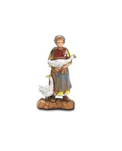Statuina Donna con oche  3,5cm Landi Moranduzzo per presepe