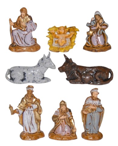 Statuine Set Natività 8pz 3,5 cm per presepe