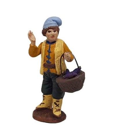 Statuina Uomo con cesto 7 cm di terracotta per presepe