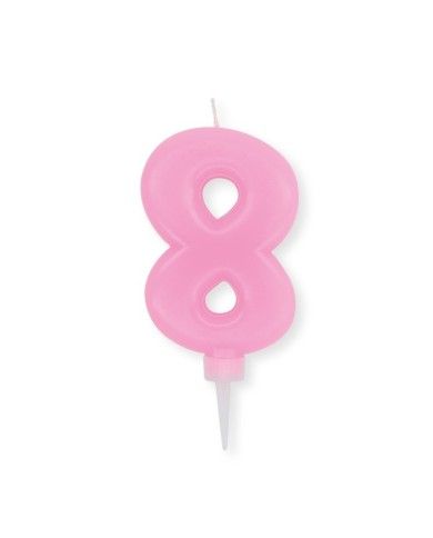 
        Candelina di cera per compleanno Plump Numero 8 Rosa cm 10
      