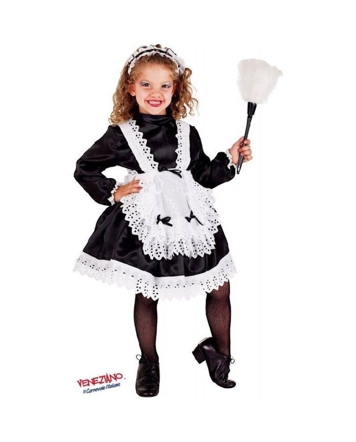 Costume vestito di carnevale Cameriera bambina da 7 a 10 anni