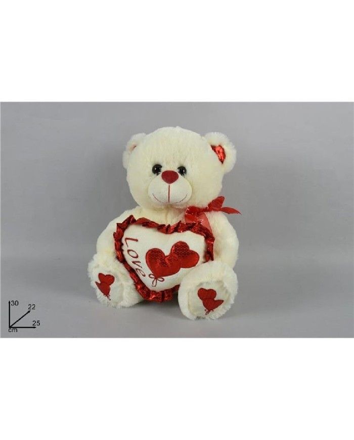 Peluche orsetto bianco con cuore e scritta Love per San Valentino
