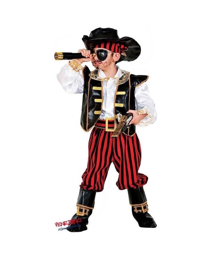 Costume vestito di carnevale Pirata dei Caraibi bambino 7-10 anni