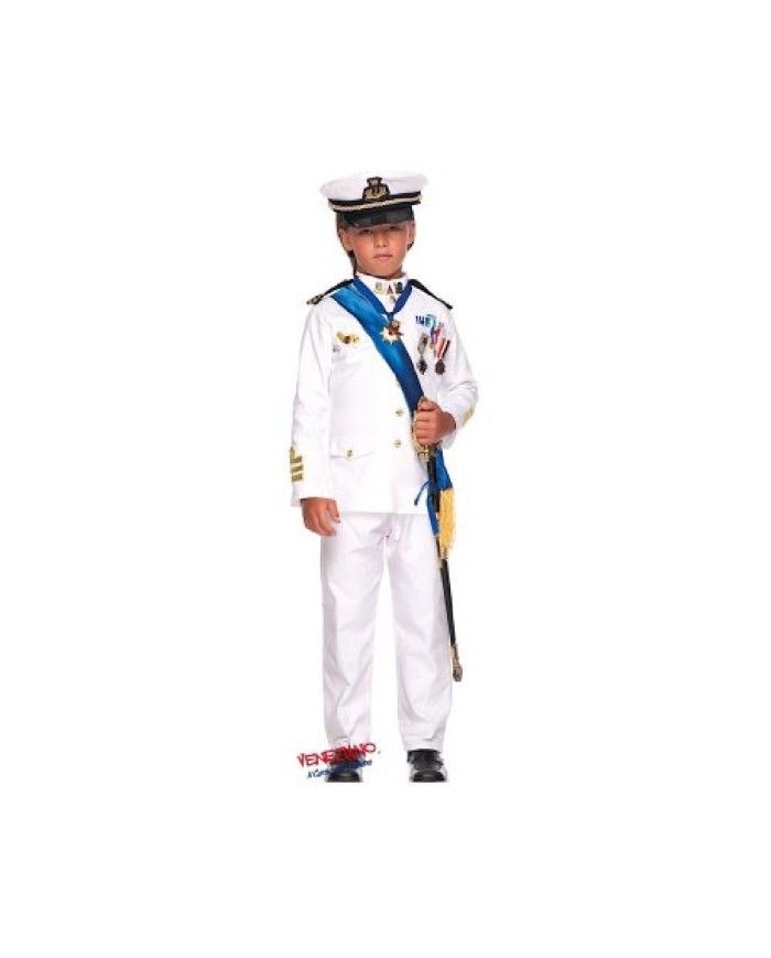 Costume vestito di carnevale Ufficiale di marina bambino da 7-S a 10-XL anni