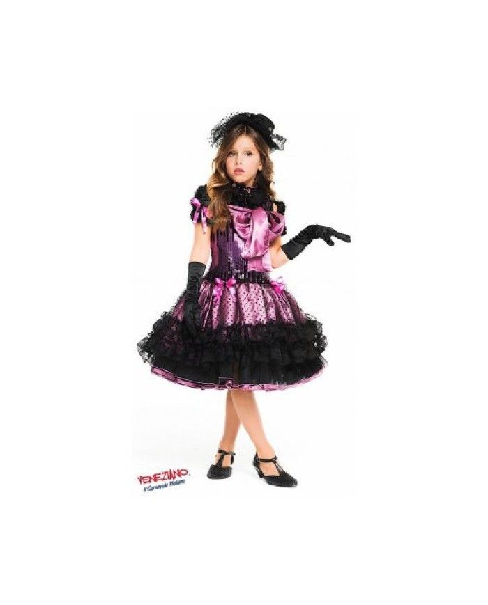 Costume vestito di carnevale Burlesque bambina da 3 a 6 anni