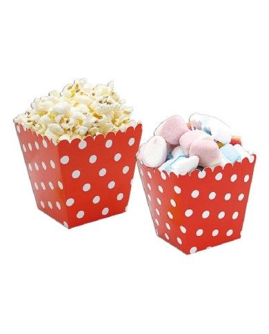 
        Box porta popcorn e caramelle Sweety Rosso con pois bianchi 6 Pz
      