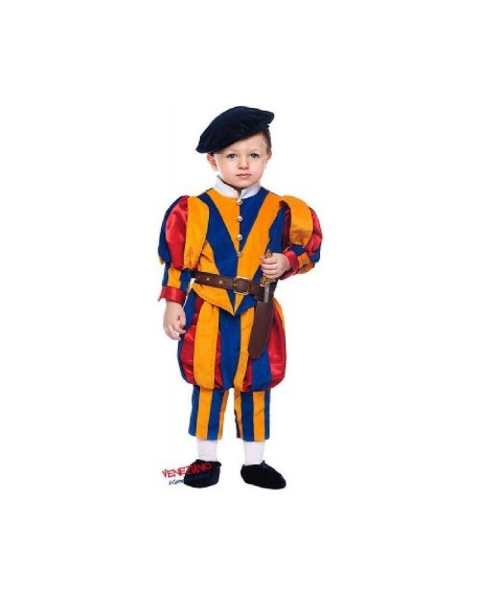 Costume vestito di carnevale Guardia Svizzera bambino da 0 a 3 anni