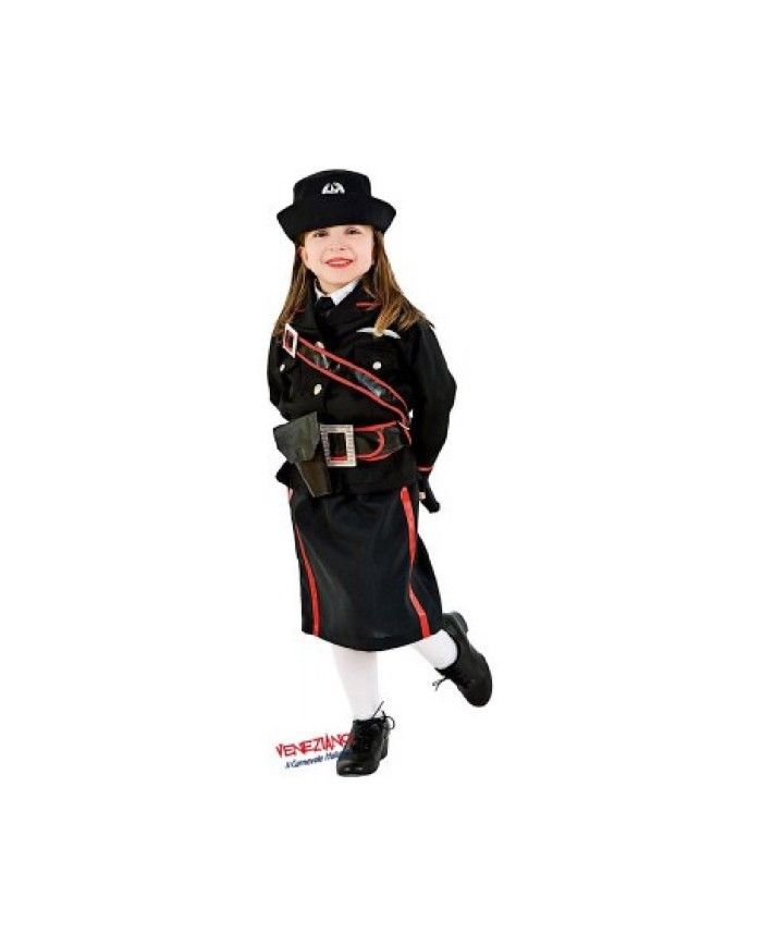 Costume vestito di carnevale Carabiniere bambina da 3 a 6 anni