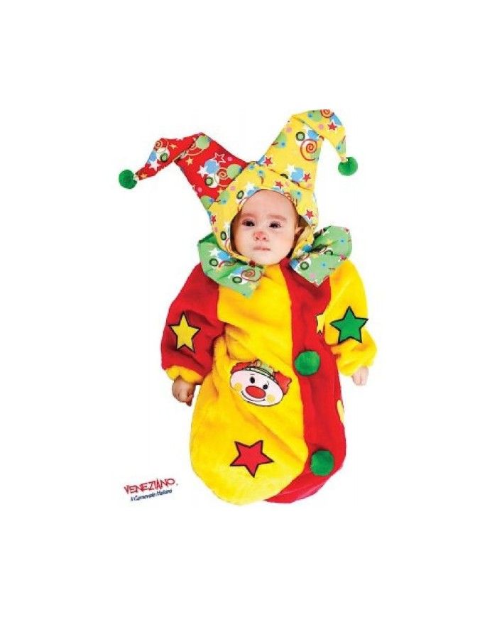 Costume vestito di carnevale Saccottino Pagliaccetto neonato da 0