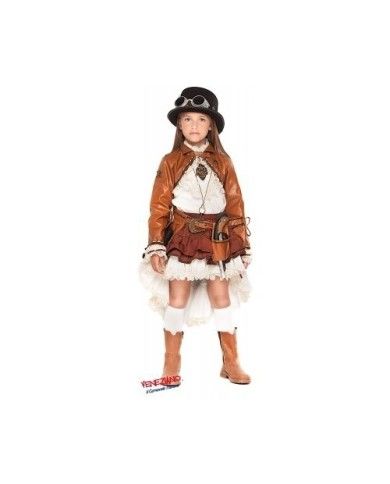 Costume vestito di carnevale viaggiatrice del tempo bambina da 7S a 10XL