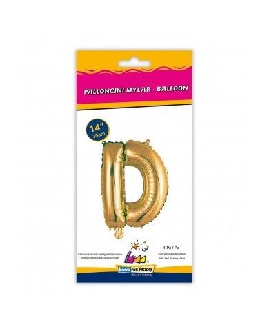Palloncino mylar Oro 35 cm Lettera D