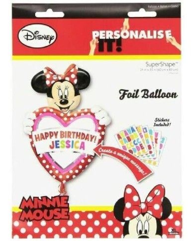 Palloncino Foil Minnie Happy Birthday con Cuore Personalizzabile 60x83cm