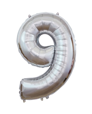 Palloncino mylar Argento 40 pollici 102 cm Numero 9